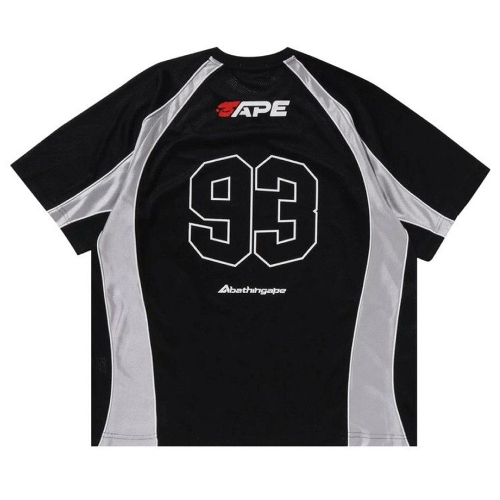 A BATHING APE SOLID CAMO JACQUARD MULTILOGO RELAXED FIT FOOTBALL JERSEY MENS